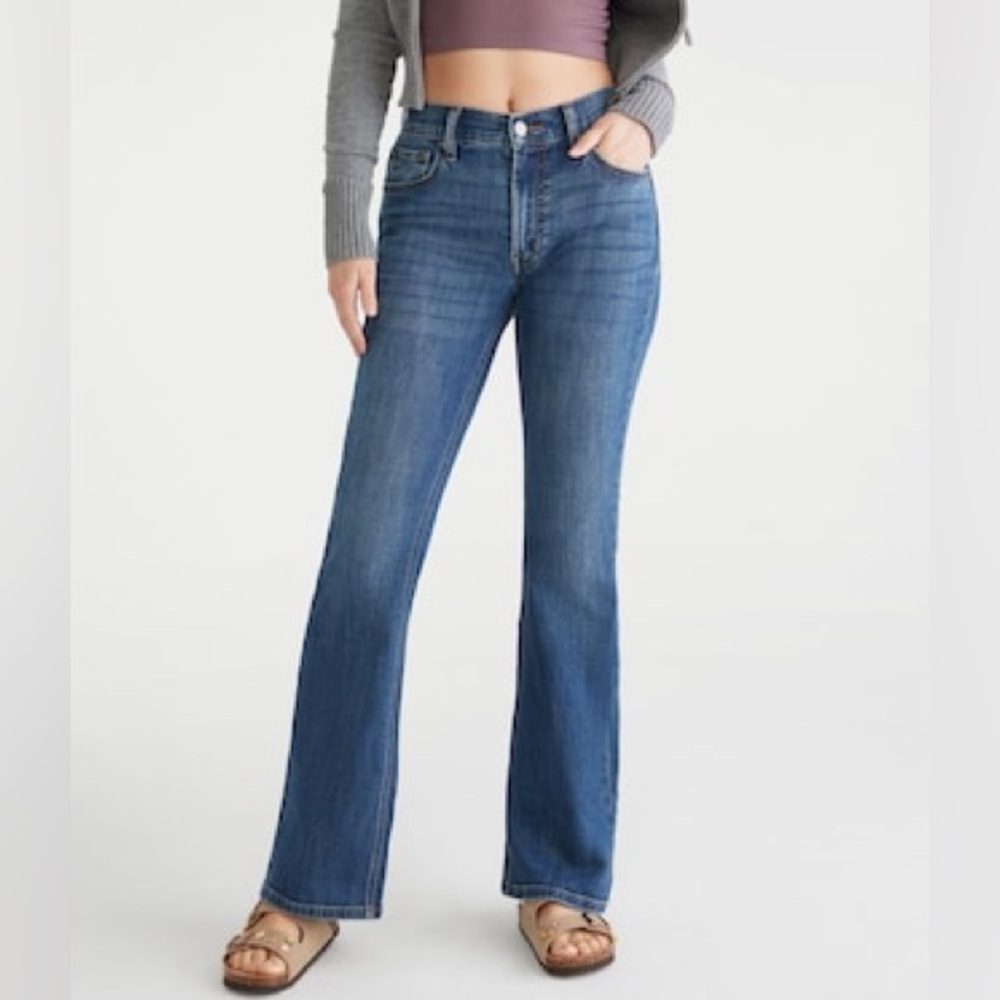 Aeropostale High Rise Flare Denim Jeans Y2K Classic Wide Leg Bootcut Casual